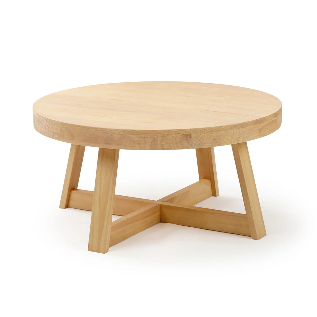 Classic Solid Wood round Coffee Table, 36" Farmhouse Table for Living Room