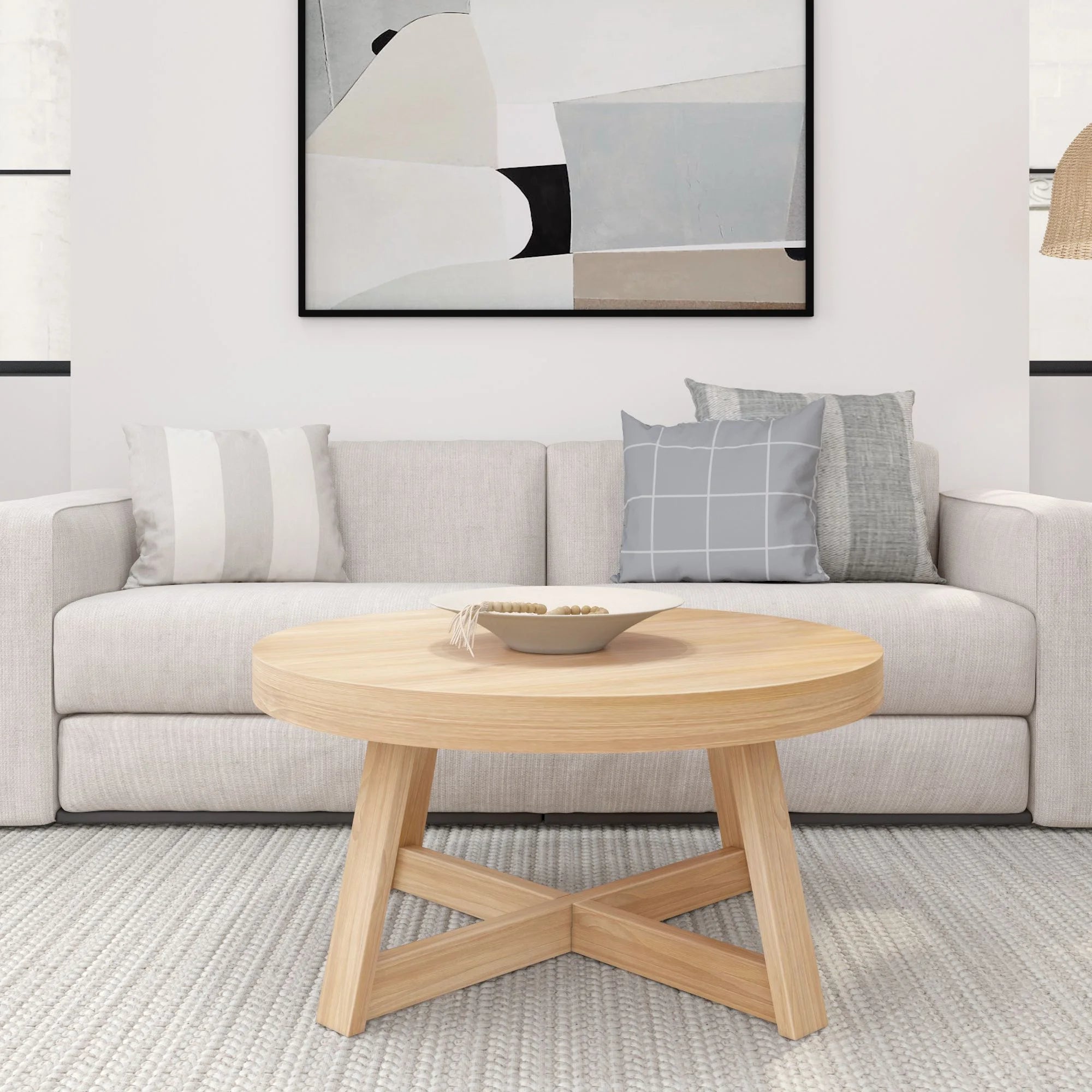 Classic Solid Wood round Coffee Table, 36" Farmhouse Table for Living Room